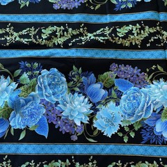 Eden Tree Of Life Purple Blue Gold Floral Birds Border Chong A Hwang 2.5 Yards