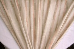 Discount Fabric OPEN WEAVE DRAPERY Taupe & Peach Stripe