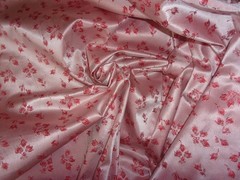 Light Pink with Pink Rosebuds Brocade 1 Yd x 45” W Acetate/Metallic Dry Clean