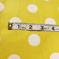 WHITE POLKA DOT ON YELLOW POLY COTTON FABRIC ONE INCH DOT 58″ BY THE YARD