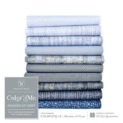 Windham Color Me Shades of Grey Fat Quarters 10pcs Bundle 100% Quilt Cotton