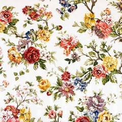 Vintage Mill Creek Cottage Core Floral GARDEN Cotton Drapery Pillow Fabric BTY
