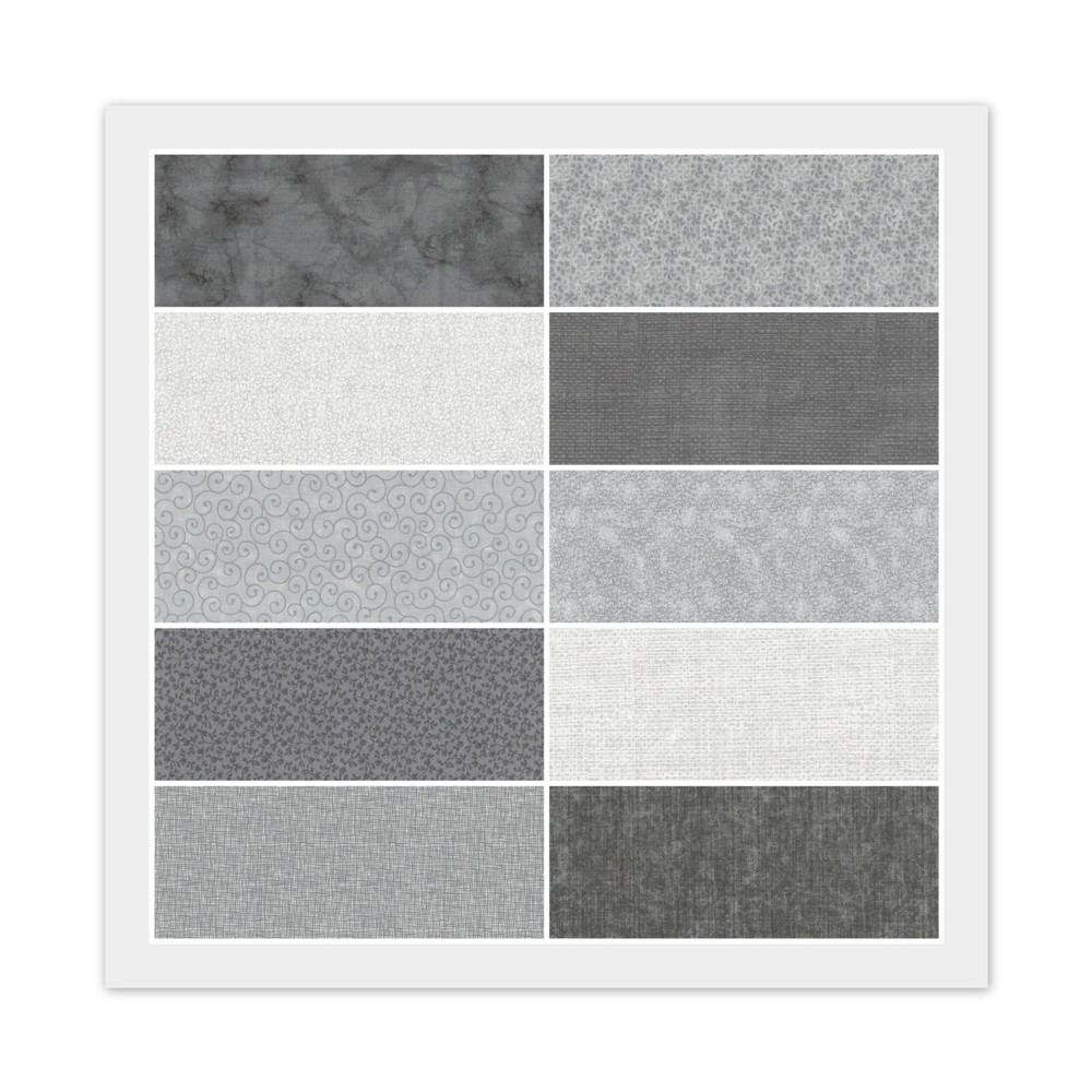 Gray & White CHARM PACK: 40) 5″ x 5″ Squares, 100% Quilting Cotton Fabric