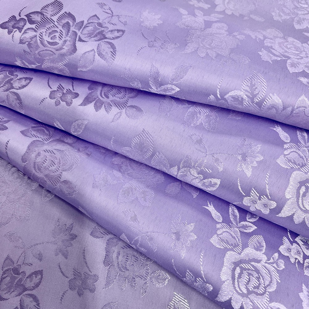 Kayla LAVENDER Polyester Floral Jacquard Satin Fabric by the Yard for Clothes,