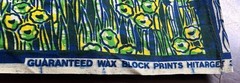 Yellow Green Abstract Bird Florals Wax Block Print Cotton Fabric 65” X 44”