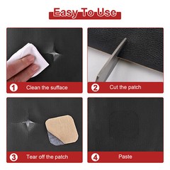 Vinyl Faux Leather Fabric Repair Patch Self-Adhesive Kit for Car Seat Sofa Couch