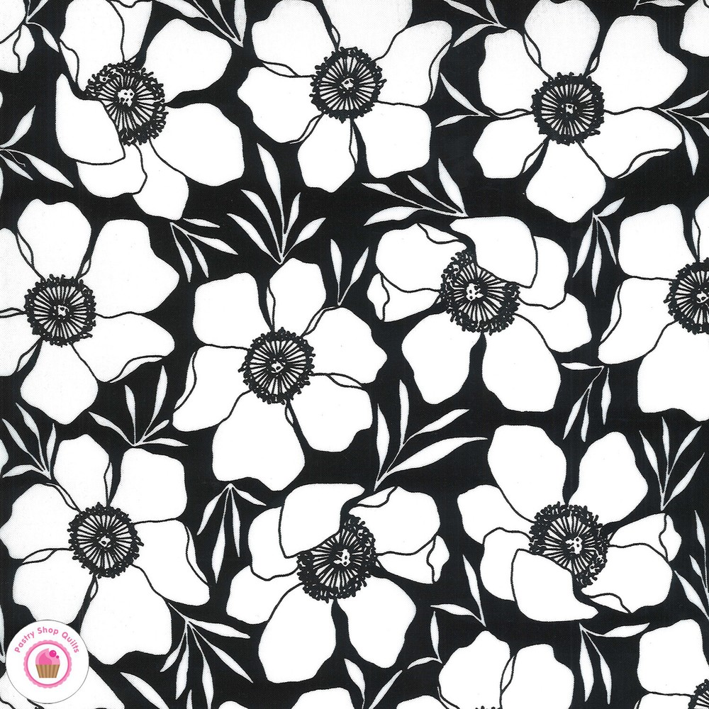 Moda ILLUSTRATIONS 11502 15 Black White Ink Floral ALLI K DESIGNS Quilt Fabric
