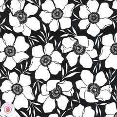 Moda ILLUSTRATIONS 11502 15 Black White Ink Floral ALLI K DESIGNS Quilt Fabric