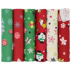 6 PCS Christmas Fabric Fat Quarters 19.7×19.7 Inch Cotton Quilting Bundles DIY