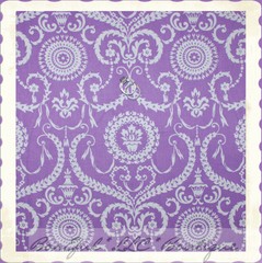 BonEful Fabric FQ Cotton Quilt Purple White Flower Girl VTG Dot Swirl Scroll OOP