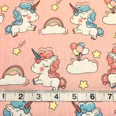 60” Width 100% Cotton Pink Blue Unicorn Fabric 1 Yard Piece Sewing Quilting