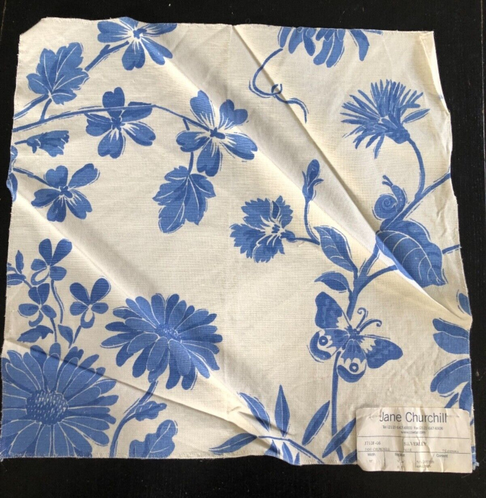JANE CHURCHILL Silverley in Blue 17 x 17 1/2″ Cotton Blend Fabric Sample