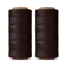 HILELIFE 568 Yards 2 PCS 150D 0.8mm Waxed Thread for Leather Sewing, brown