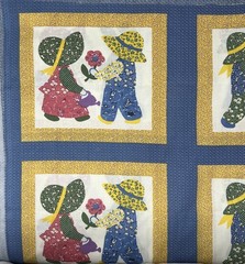 Vtg Sunbonnet Sue Cheater Quilt Fabric Panel 90”x 108”