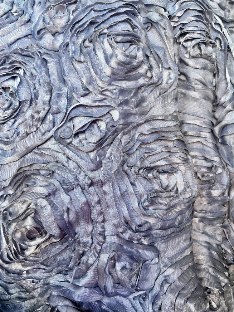 Paige SILVER GREY 3D Floral Polyester Satin Rosette Fabric by the Yard – 10028