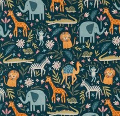 Jungle Animal Kingdom Fabric Zoo Animals Elephant Lion Wildlife Fabric t3/17