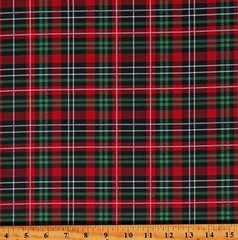 Cotton Lumberjack Plaid Red Green Black White Plaid Fabric Print by Yard D152.33