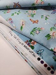 MMFab Blue Floral Butterfly Print Cotton Quilting Sewing Fabric 44″ X 5.1yds