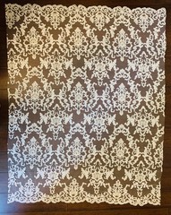 Helena-B IVORY Embroidered Damask Pattern with Faux Pearls and Beads on Mesh La