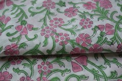 7 Yard Hand Block Floral Print Fabric 100%Cotton NO TARRIF CHARGES 100%✅ZK_234