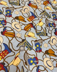 U S Marshall Cowboy Boots Fabric one 17 x 20 inch piece 100% Cotton Free Ship
