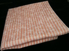 4 PIECES OF FABRIC LAVENDER PINK STRIPED WITH FLOWERS AND BLACK AND WHITE CHECKS