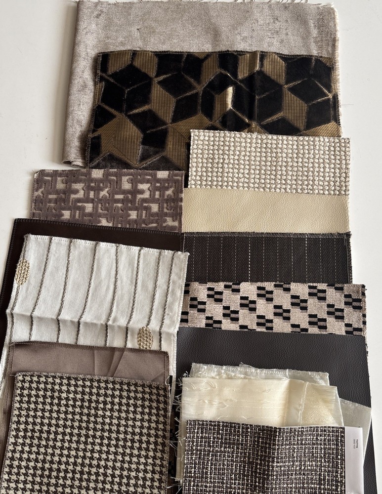 14+ MIXED LOT UPHOLSTERY/DRPERY Brown Taupe Colors Fabric Samples Velvet LUX