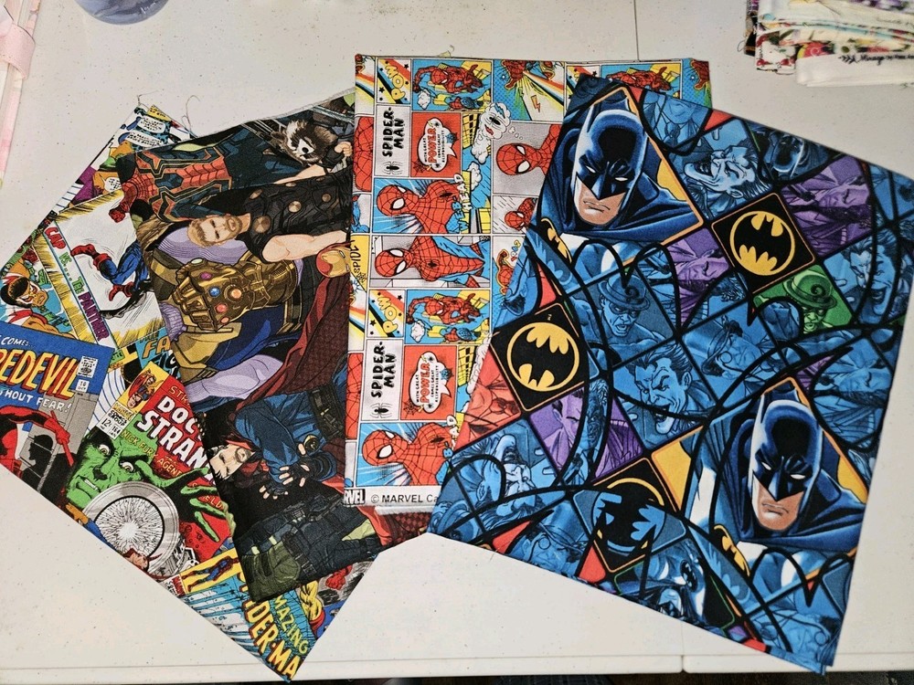 4 Yd Marvel Batman Fabric Lot Camelot Cotton Spider Man Iron Man Avengers Cuts