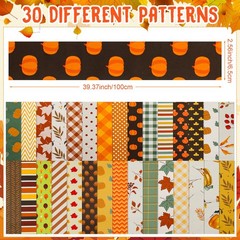 Hahafelt 60 Pcs Jelly Fall Thanksgiving Fabric Roll 2.6 x 40″ Cotton Fabric S…