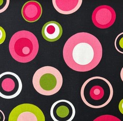 Retro Circles home decor fabric- pink, red, green, white-36″x 56″ and 92″x39″