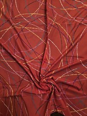 Red 80s Synthetic Blousing Fabric 2 Yards X 60 Inches LOOMSKILL brand