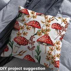 Manfei Red Mushroom Fabric Upholstery,Botanical Plant Fabric By Yard Soft