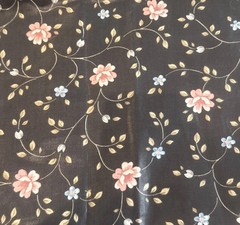 Vintage Glazed Cotton Chintz Black Small Floral 5th Avenue Designs BT Half Y #22