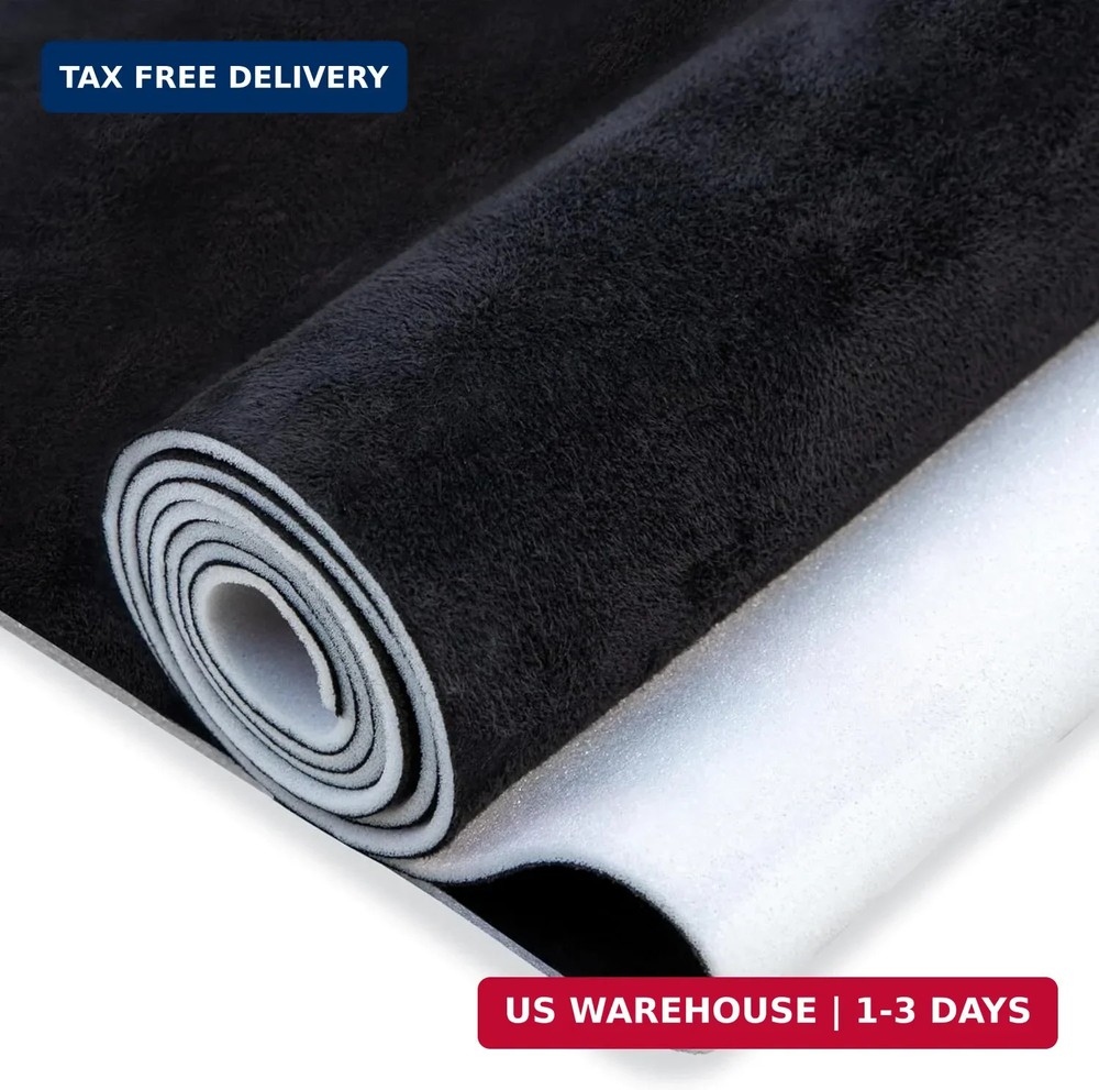 Hiksuky Suede Auto Headliner Fabric 98″ L × 60″ W with Foam Backing – Black Inte