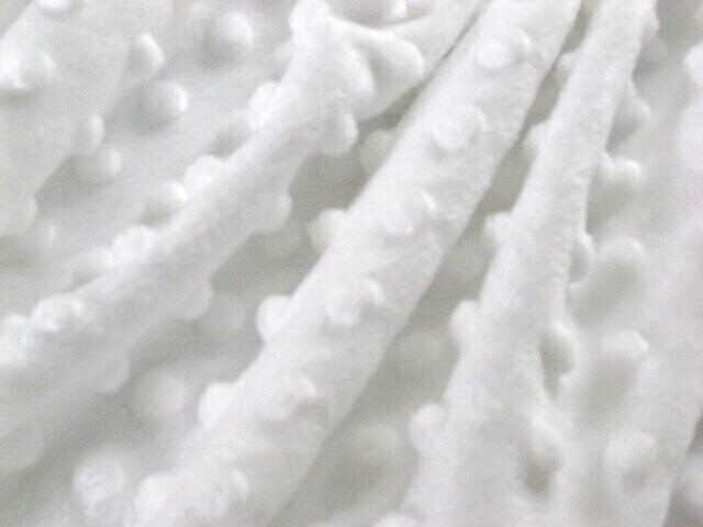 WHITE MINKY CUDDLE DIMPLE DOT PLUSH KNIT SEW QUILT CRAFT FABRIC BTY & PRECUTS