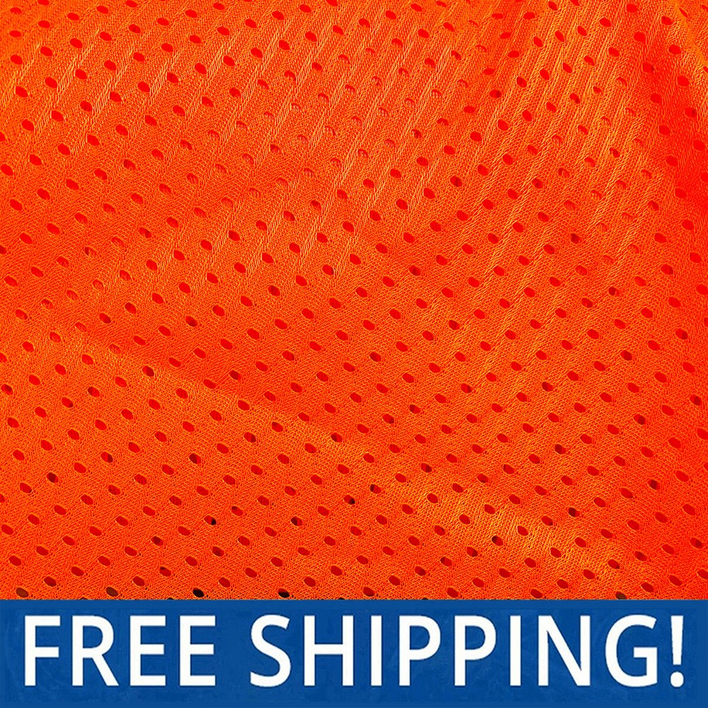 Neon Orange Football Mesh Athletic Jersey Fabric – 58″ Wide – Medium Holes
