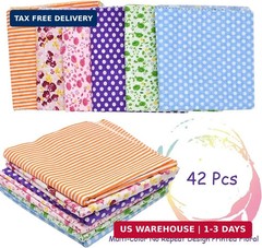 42Pcs 10″x10″ Quilting Cotton Fabric Squares Sheets Pre-Cut Multi-Color Design P