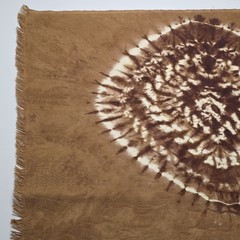 Vintage West African Bazin Riche Damask Fabric Tie Dye Brown Ochre Boho 2.4Yds