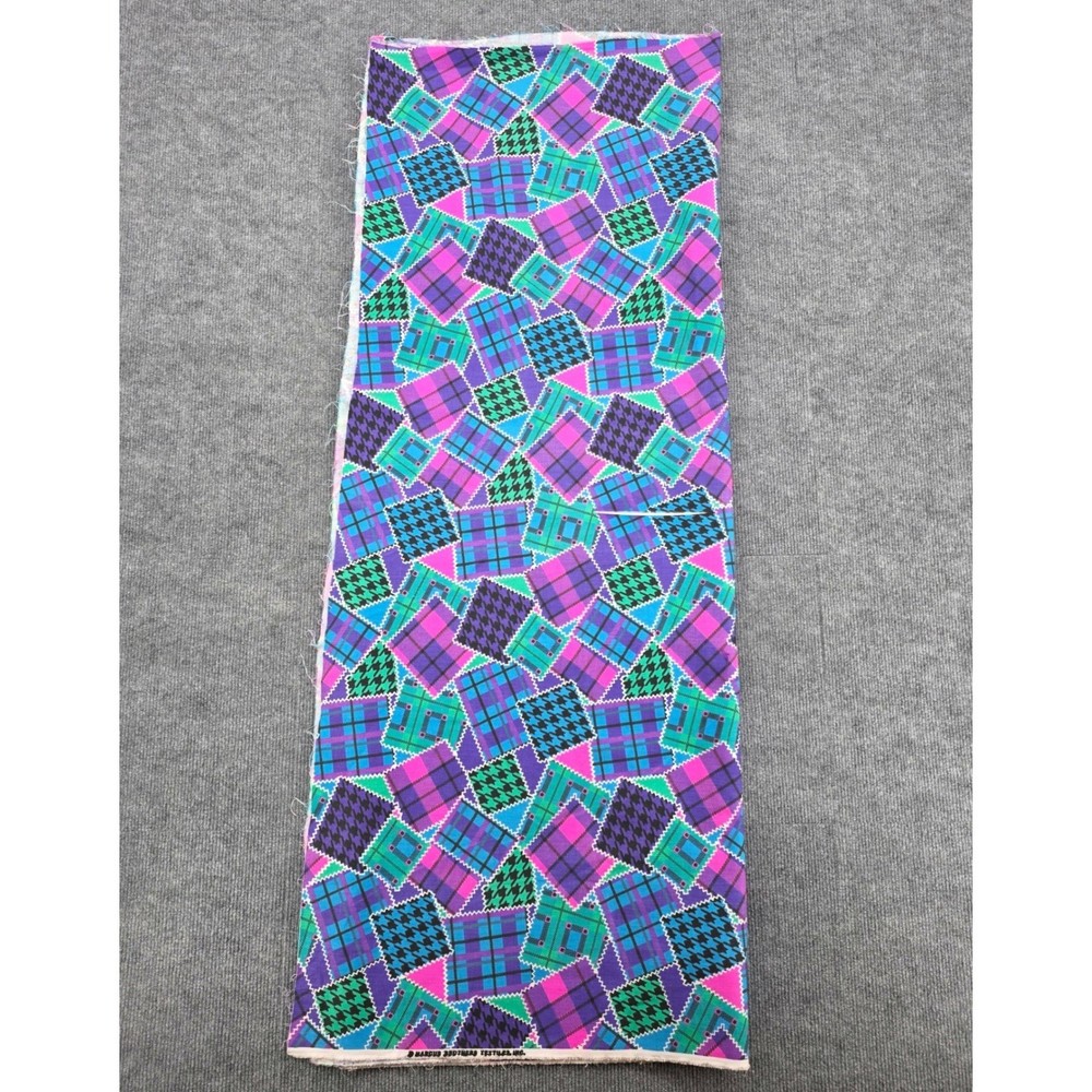 Marcus Brothers Textiles Vintage 90s Patchwork Plaid Houndstooth Cotton 2 yards