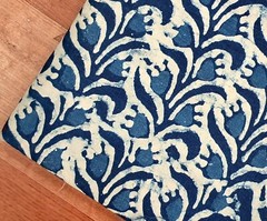Indigo Blue By the Yard Floral Block Print Fabric for Sewing Dress Quilting
