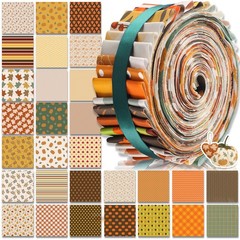 Hahafelt 60 Pcs Jelly Fall Thanksgiving Fabric Roll 2.6 x 40″ Cotton Fabric S…