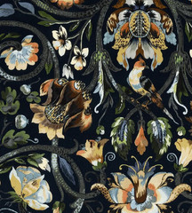 HOUSE OF HACKNEY CURTAIN FABRIC DESIGN Gaia Velvet 2 METRES MIDNIGHT
