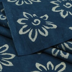 Indigo Blue Cotton Fabric By The Yard Hand Dyed Floral Dress Sewing Craft Fabric