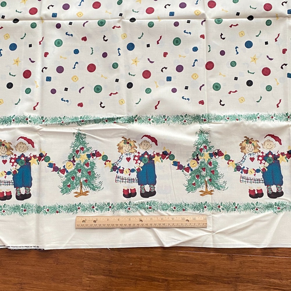 BTY Raggedy Christmas Border Fabric Daisy Kingdom Cotton Print
