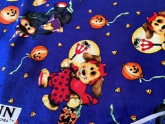 RARE Vintage Halloween By Joan Elliott Trick Or Treat Animals Cotton Fabric 1 Yd