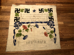 VTG FABRIC PANEL WITH STAMPED DESIGN MORNING GLORY 1930s or 40’s ?