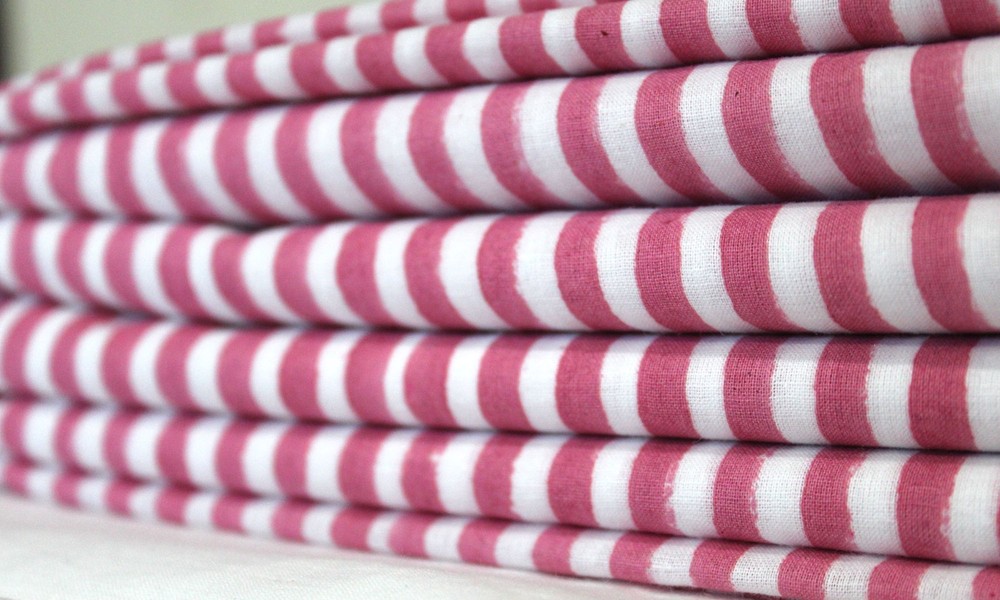 NO TARRIF CHARGES 100%✅ZK_315 Hand Block Print 100%Cotton Striped Fabric 7 Yard