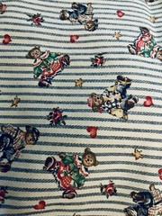 VTG Beloved Bears Marcus Bros Textiles Twill Faux Ticking w/ Tossed Bears BTHY