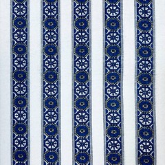 Flannel Fabric Blue and White Stripe Moroccan Tiles 100% Cotton