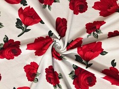 Liverpool Fabric-Ivory Red Roses-LVPR334-Sold by the Yard